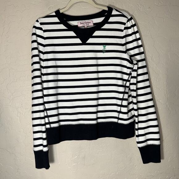 Juicy Couture preppy monogram striped pullover sweatshirt y2k size large - Picture 9 of 9